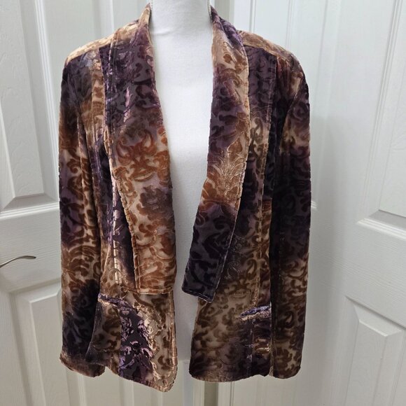 Sundance Blazer Womens 8 Firelight Silk blend Velvet Burnout Purple Brown Boho - Picture 3 of 10